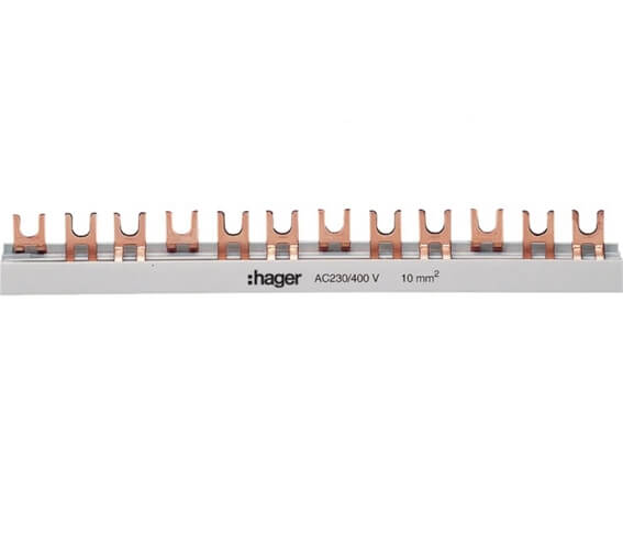Barre de pontage 3P - 63A - 57M - A fourches 10mm² - Hager