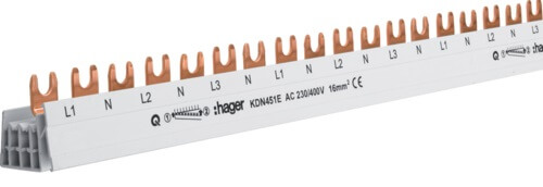 Barre de pontage 3P+N - 80A - 57M - A fourches - 16mm² - Hager