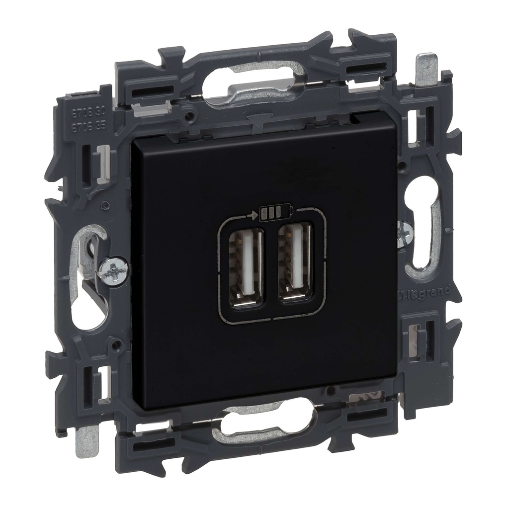 Prise chargeur USB 2,4A - Double - Type A - Valena Next - Noir - Legrand