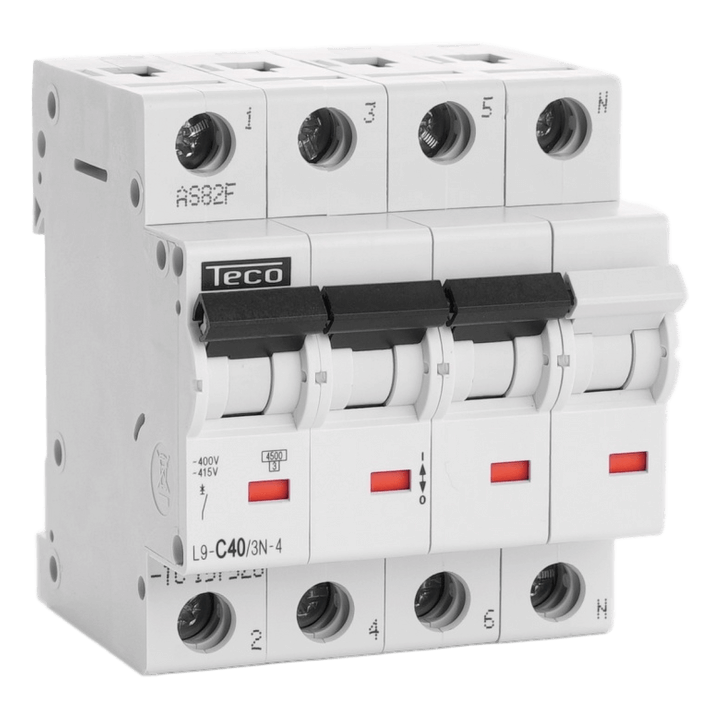 Disjoncteur TC - 4P - 4,5KA - 40A - Courbe C - Teco