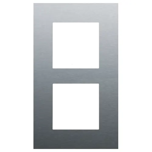 Plaque double verticale - Entraxe 60mm - Pure - Alu blue grey brushed - Niko