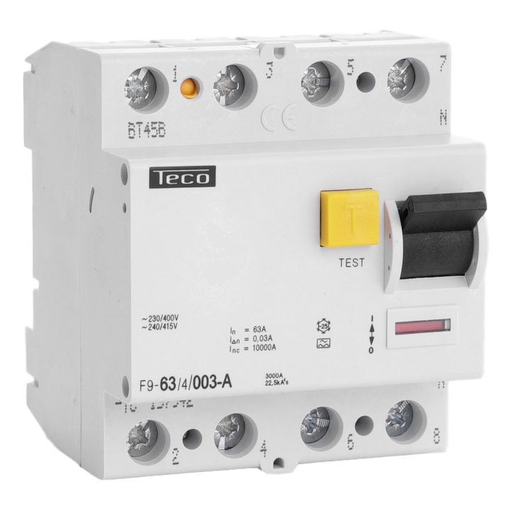 Interrupteur différentiel TC 4P - 63A - 30mA - Type A - Teco