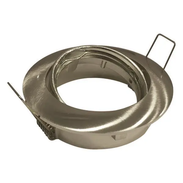 Spot encastré - Rond - orientable - à ressorts - GU10 - Alu brossé - Eurolamp